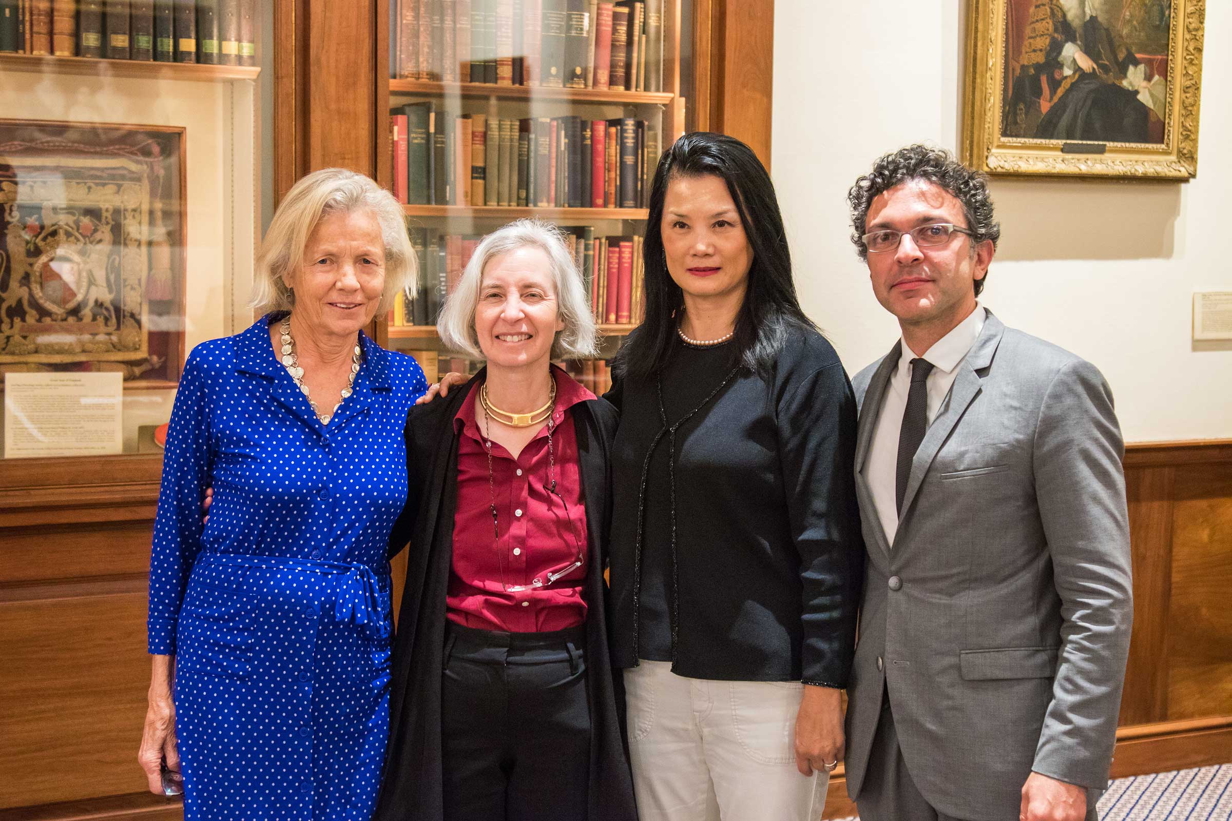 Elizabeth Bartholet, Dean Martha Minow, Snow Wu, and Paulo Barrozo S.J.D. posing together