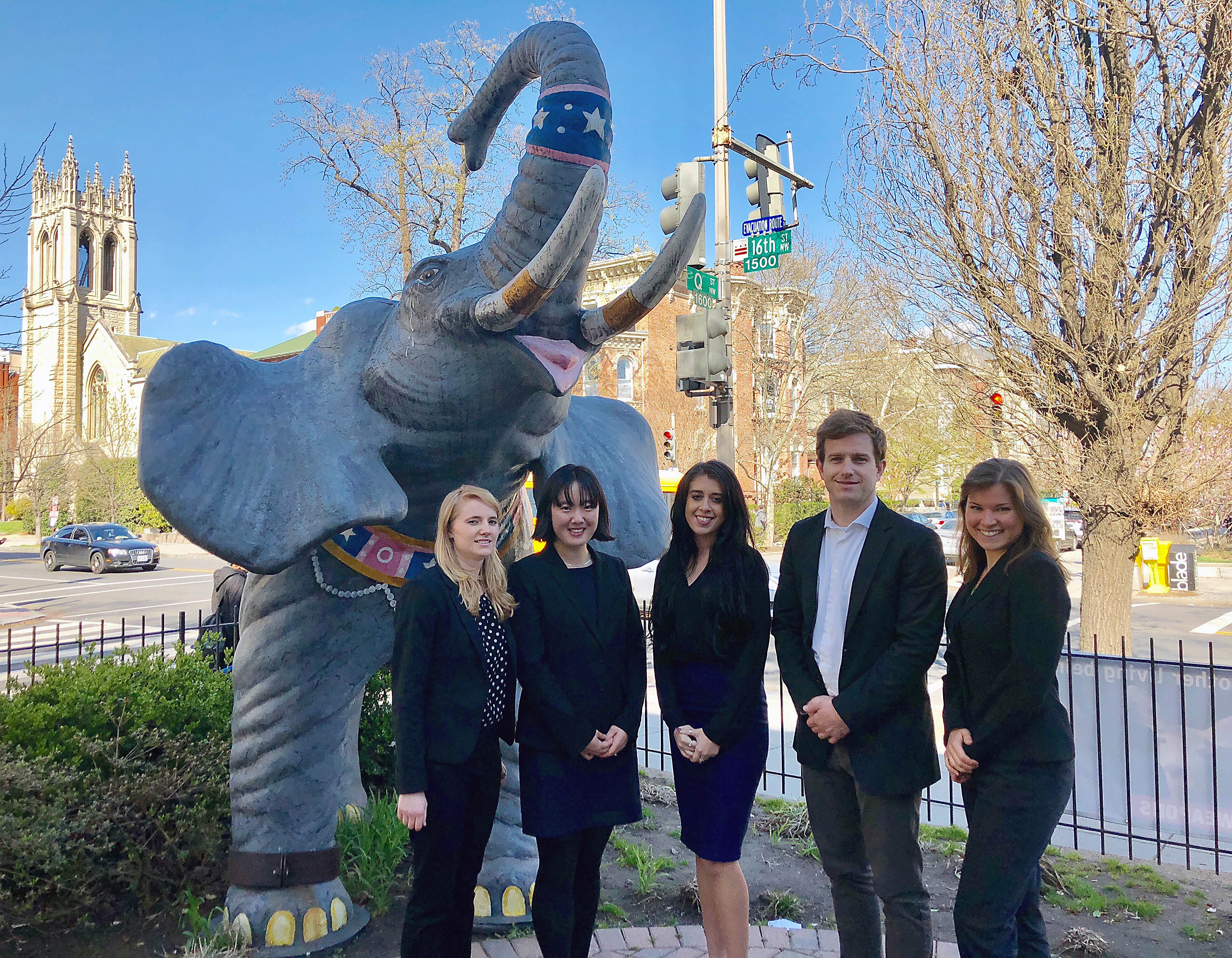 Students with elephant at the PETA Foundation