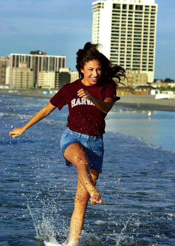 Woman splashing in water