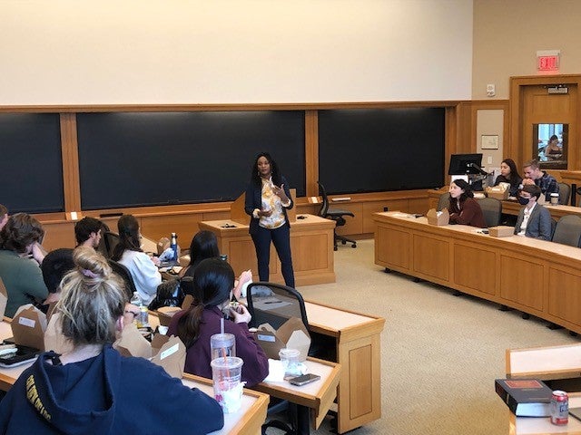 Faculty member talking to class