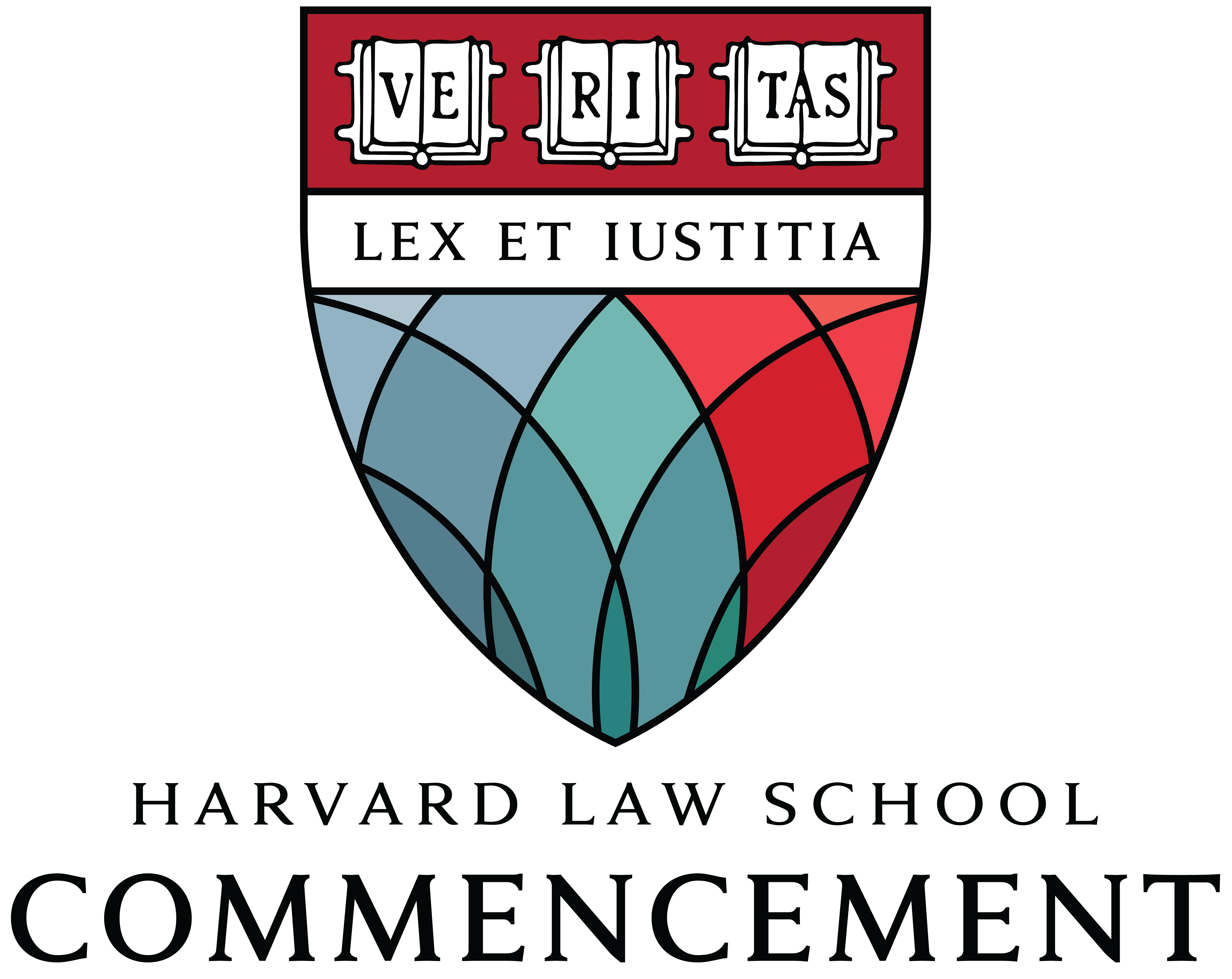 Commencement logo with Harvard Law School shield