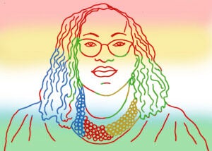 A line drawing illustration of Justice Ketanji Brown Jackson